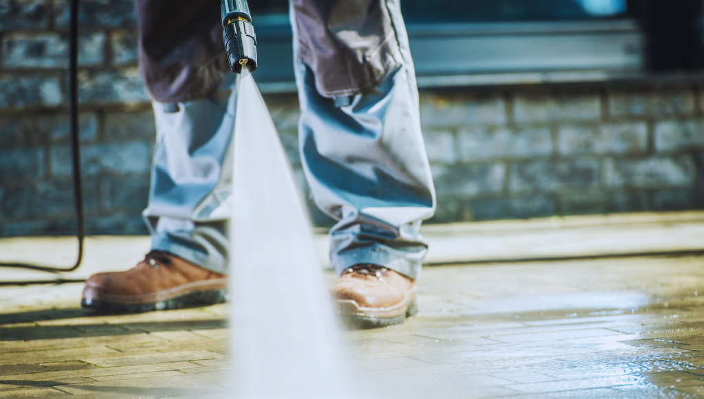 Using pressure washer